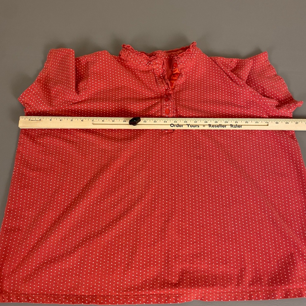 Woman Within Polka Dot Ruffle Collar Polo‎ Top Women's 1X Blouse Casual Red - Picture 5 of 10